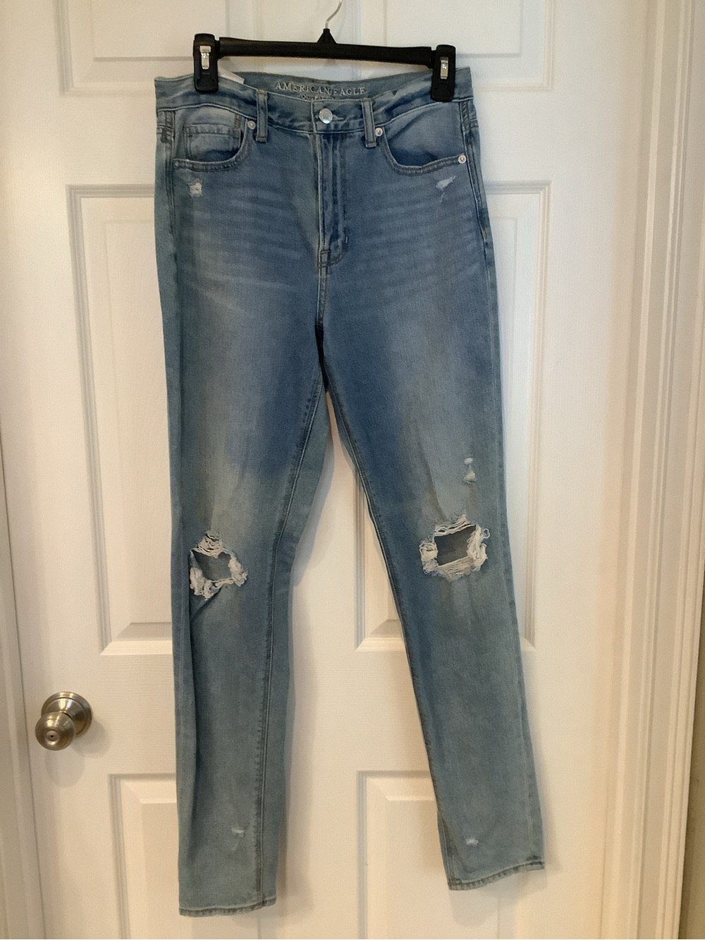American Eagle Outfitters Light Blue Distressed extra long Skinny Jeans